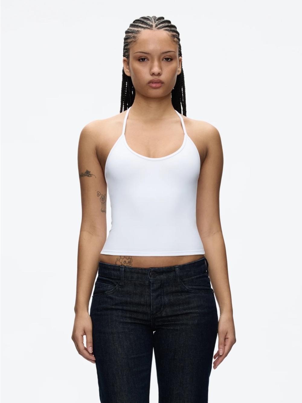 tank air half moon halter in white